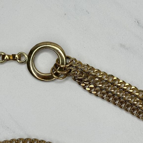 Rhinestone Heart Charm Toggle Gold Chain Belt Large (L/XL) Y2K Statement ✨ - Picture 4 of 11